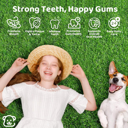 Dog Dental Powder, Dog Teeth Cleaning Powder and Cat Breath Freshener, Reduces Plaque & Bad Breath off Pet Dental Care Supplies Tartar Remover for Dogs & Cats(150G)