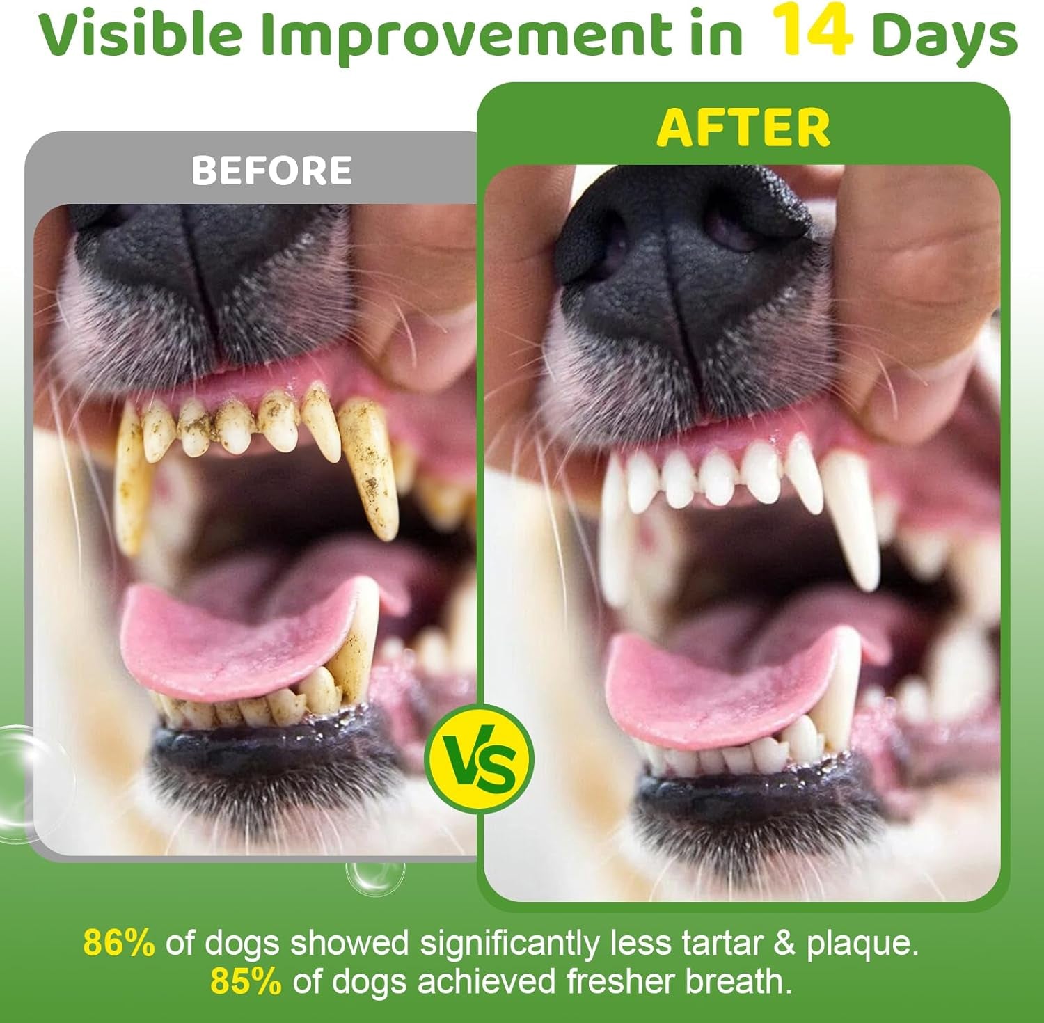 Dog Dental Powder, Dog Teeth Cleaning Powder and Cat Breath Freshener, Reduces Plaque & Bad Breath off Pet Dental Care Supplies Tartar Remover for Dogs & Cats(150G)